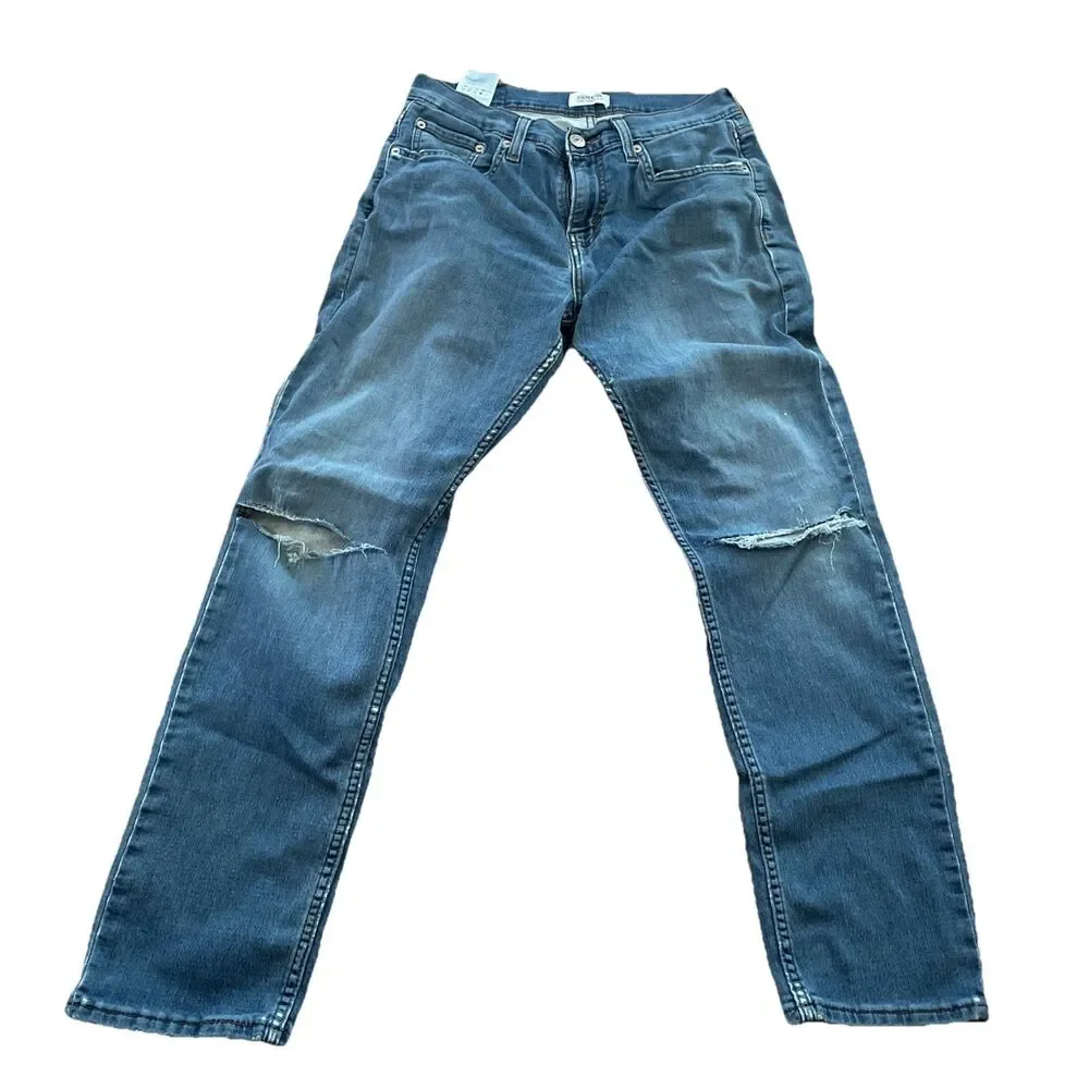 Signature Levi’s Mid Rise Straight Leg Jeans 29x30 Distressed - Picture 2 of 16
